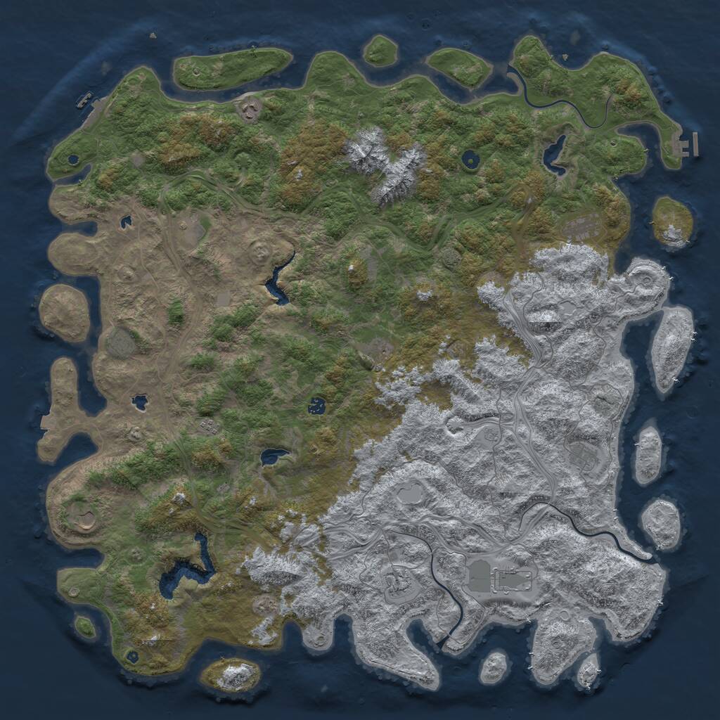 Rust Map: Procedural Map, Size: 6000, Seed: 1059000626, 17 Monuments