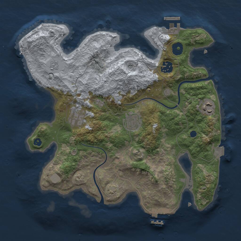 Rust Map: Procedural Map, Size: 3000, Seed: 18364, 10 Monuments