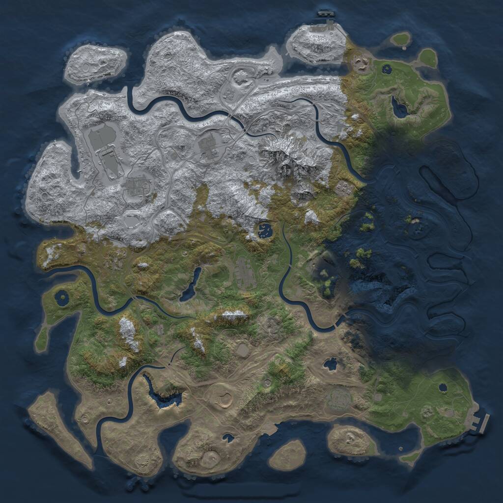 Rust Map: Procedural Map, Size: 5000, Seed: 68912, 17 Monuments