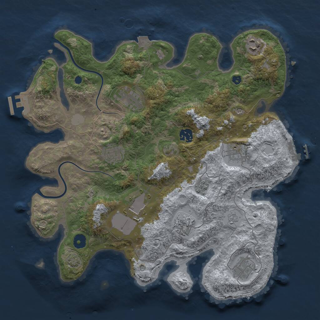 Rust Map: Procedural Map, Size: 3500, Seed: 156046779, 15 Monuments