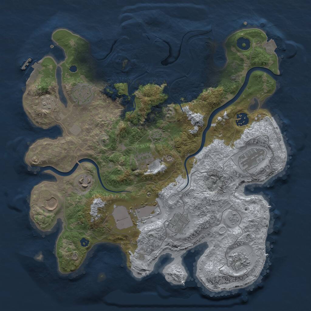 Rust Map: Procedural Map, Size: 3500, Seed: 156046779, 16 Monuments