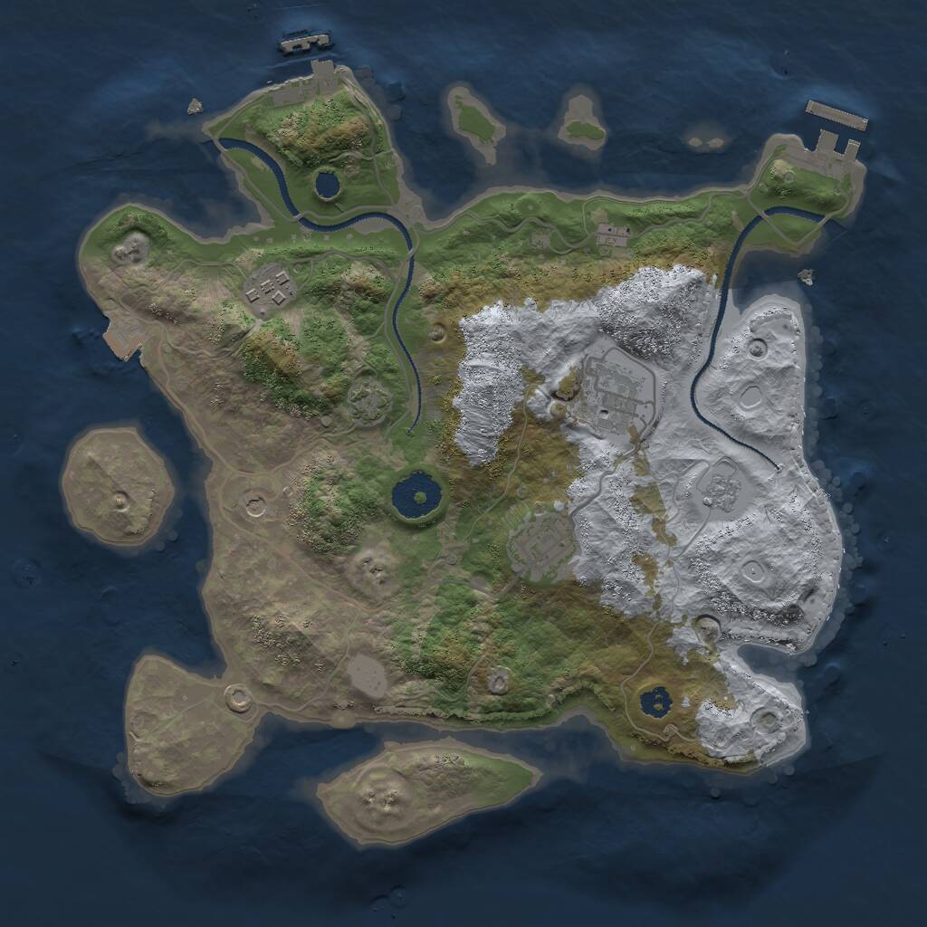 Rust Map: Procedural Map, Size: 3000, Seed: 8246391, 9 Monuments