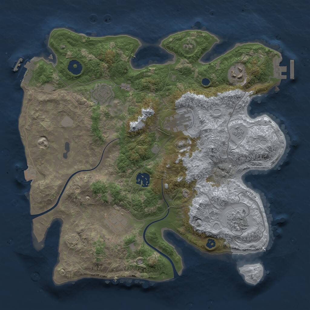 Rust Map: Procedural Map, Size: 3250, Seed: 294714536, 11 Monuments