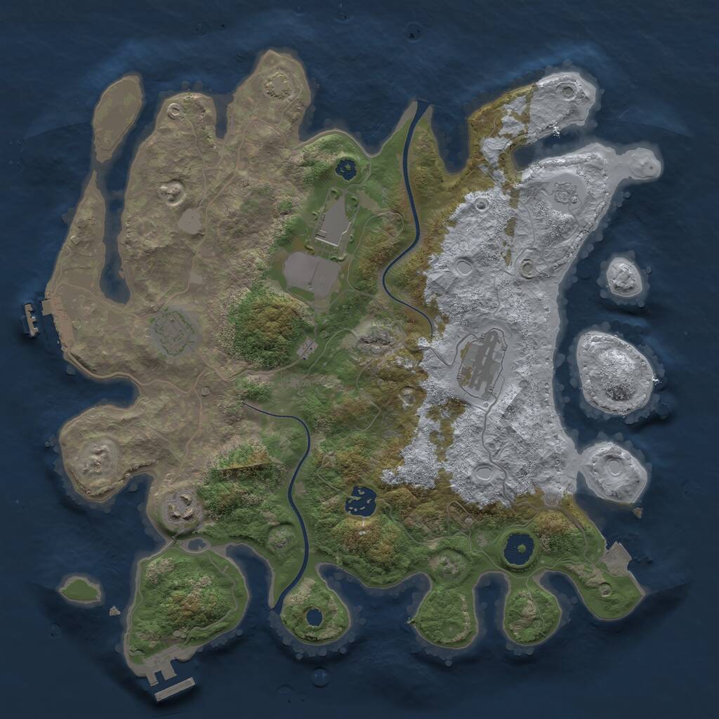 Rust Map: Procedural Map, Size: 3500, Seed: 1456496, 10 Monuments