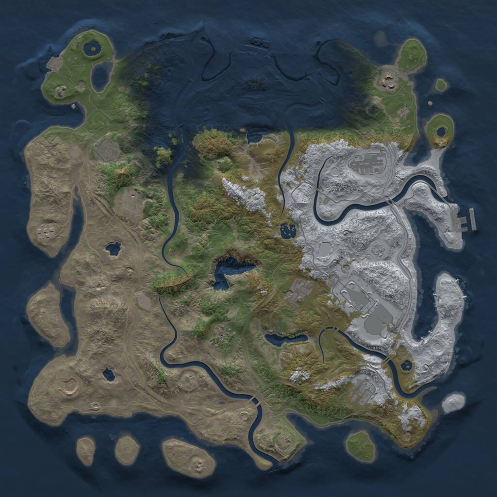Rust Map: Procedural Map, Size: 4500, Seed: 74015046, 17 Monuments