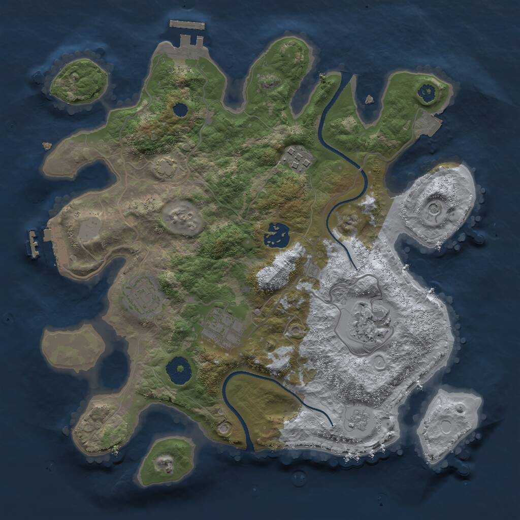 Rust Map: Procedural Map, Size: 3000, Seed: 3496, 11 Monuments