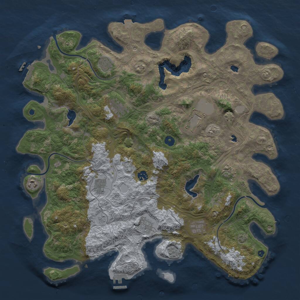 Rust Map: Procedural Map, Size: 4500, Seed: 226283343, 16 Monuments