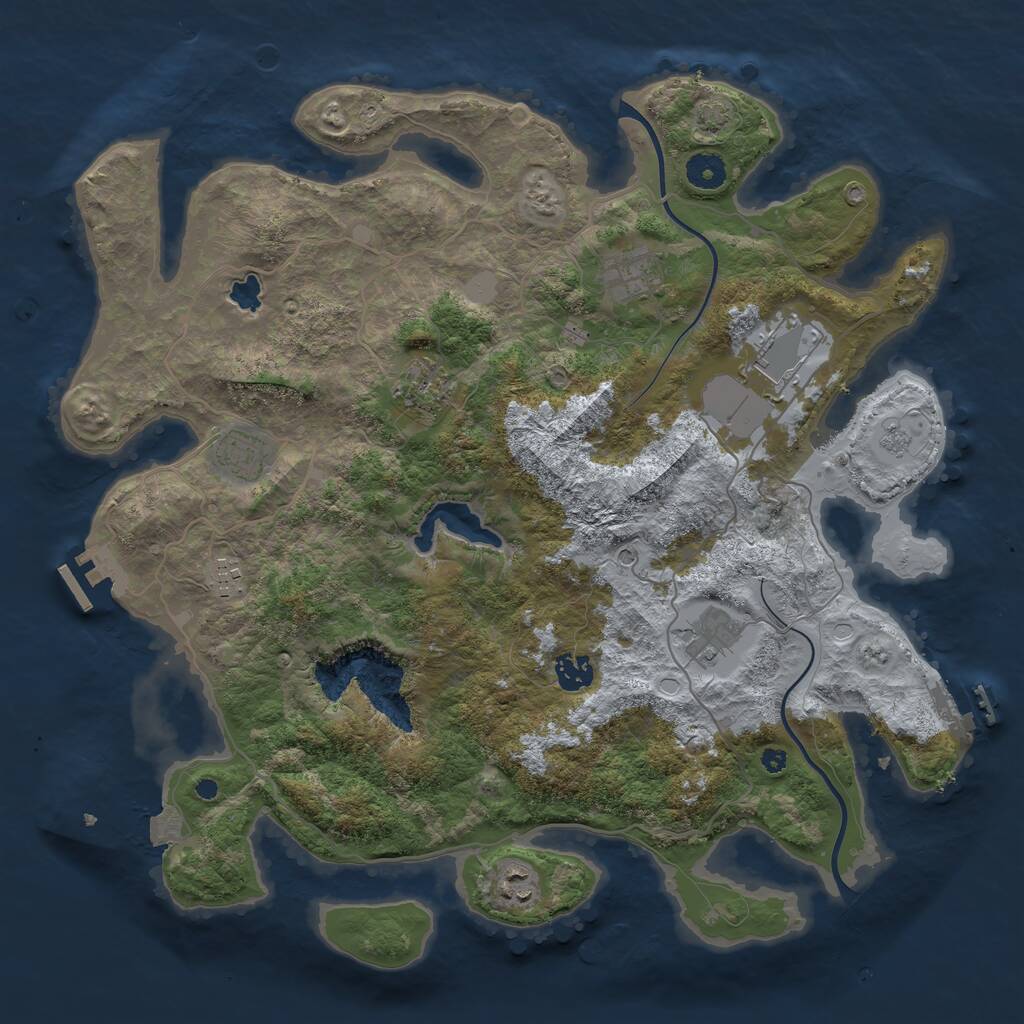 Rust Map: Procedural Map, Size: 4000, Seed: 1380846343, 14 Monuments