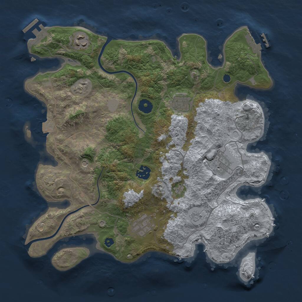 Rust Map: Procedural Map, Size: 3250, Seed: 396628, 11 Monuments