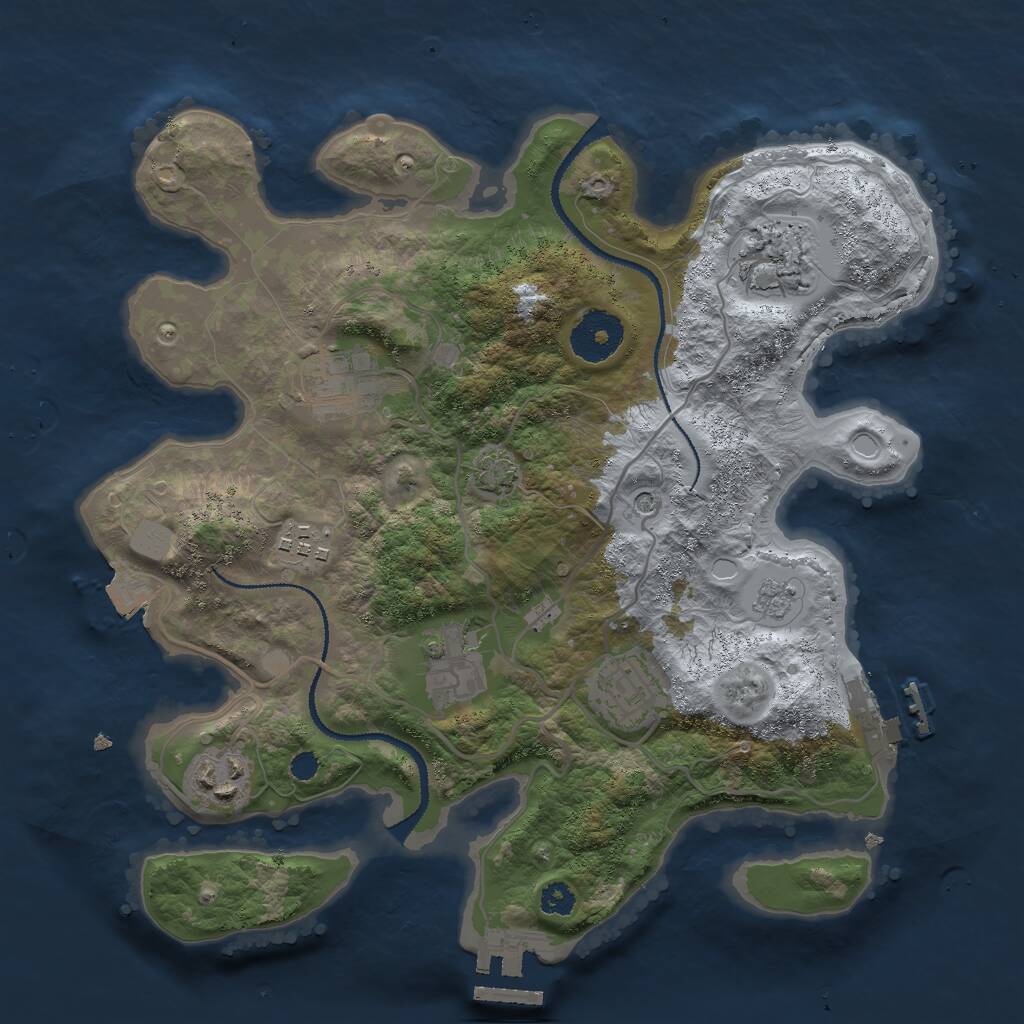 Rust Map: Procedural Map, Size: 3000, Seed: 2034584010, 12 Monuments