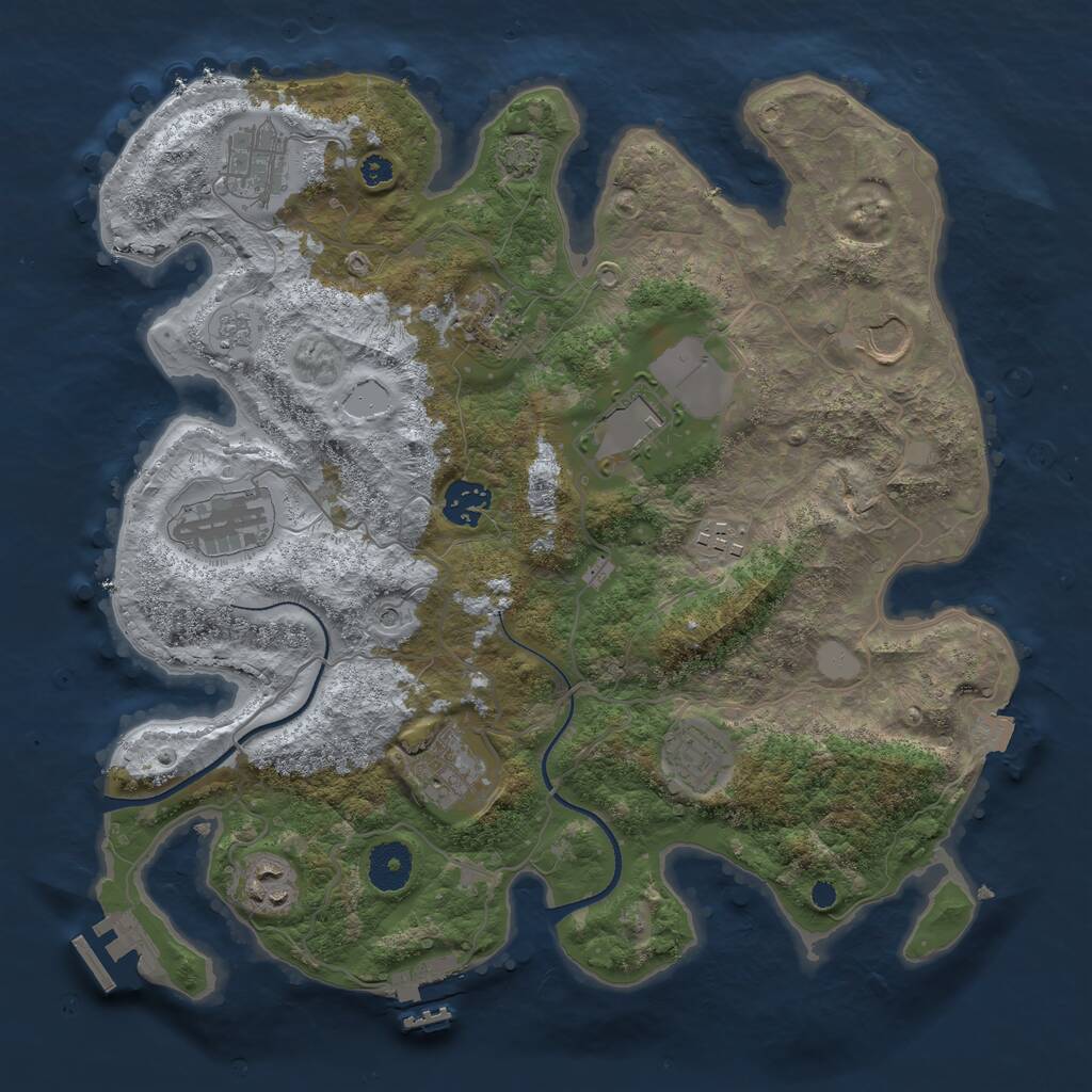 Rust Map: Procedural Map, Size: 3500, Seed: 1166999638, 16 Monuments