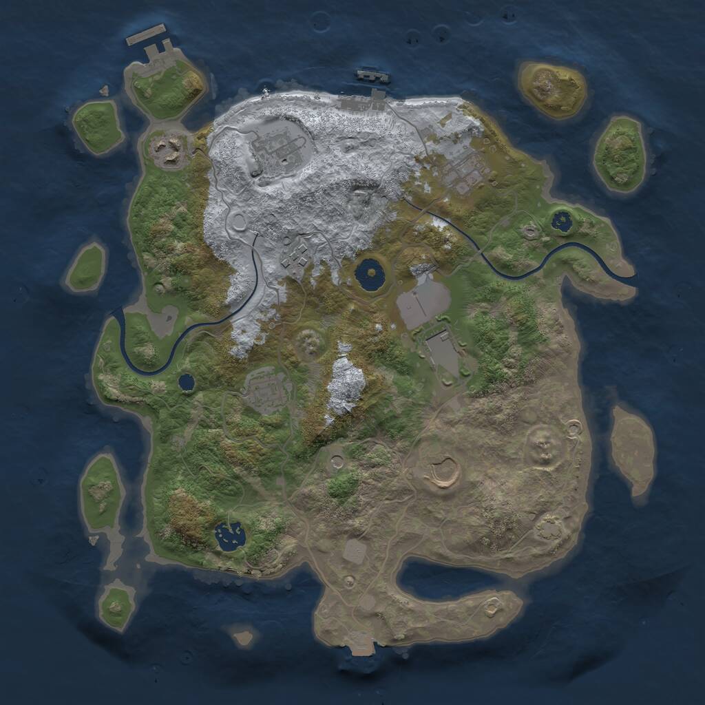 Rust Map: Procedural Map, Size: 3500, Seed: 75363632, 13 Monuments