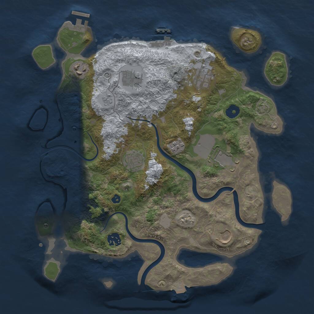 Rust Map: Procedural Map, Size: 3500, Seed: 75363632, 14 Monuments