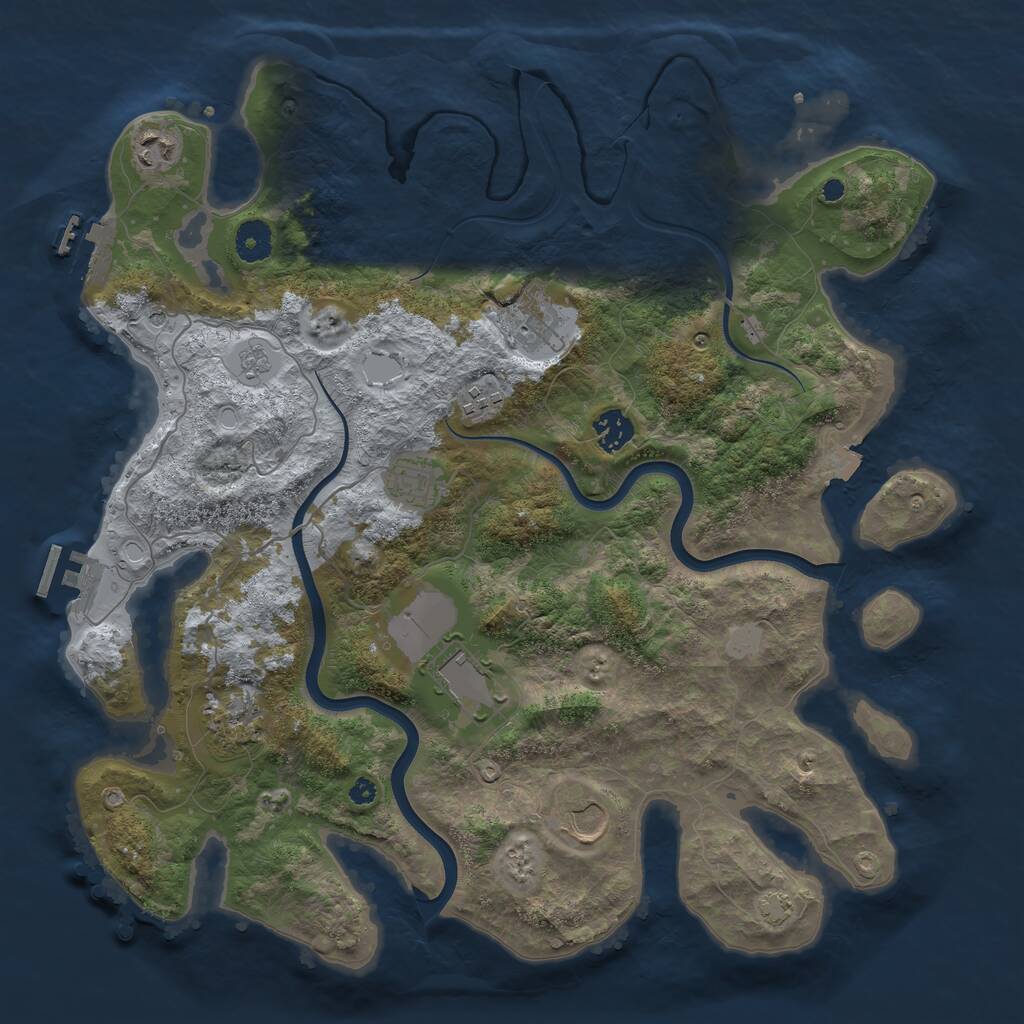 Rust Map: Procedural Map, Size: 3850, Seed: 1644882337, 14 Monuments