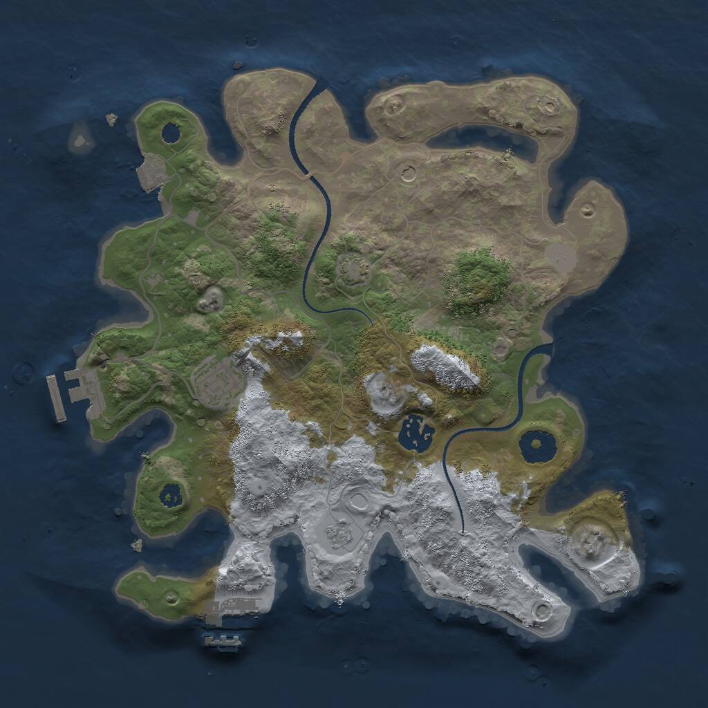 Rust Map: Procedural Map, Size: 3000, Seed: 1989168656, 8 Monuments