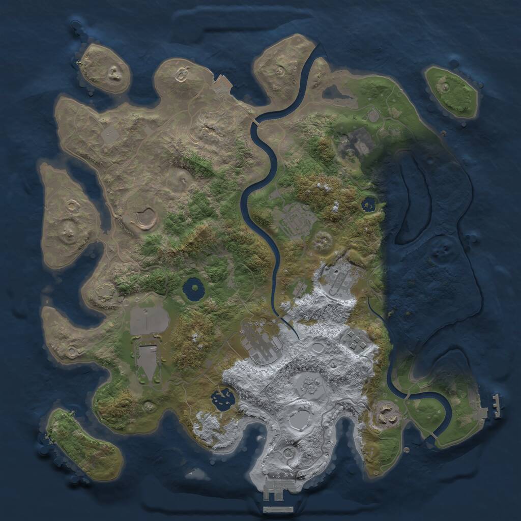 Rust Map: Procedural Map, Size: 3500, Seed: 444912122, 15 Monuments