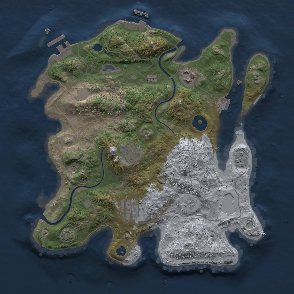 Rust Map: Procedural Map, Size: 3000, Seed: 1114700059, 10 Monuments