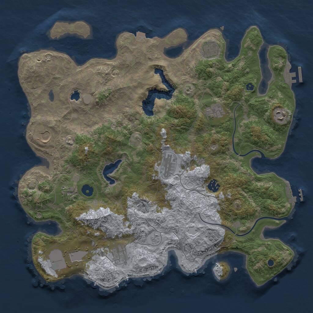 Rust Map: Procedural Map, Size: 4000, Seed: 19950716, 16 Monuments