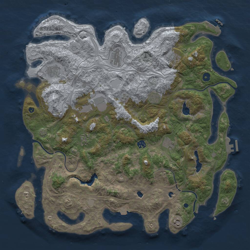 Rust Map: Procedural Map, Size: 4500, Seed: 101010, 16 Monuments