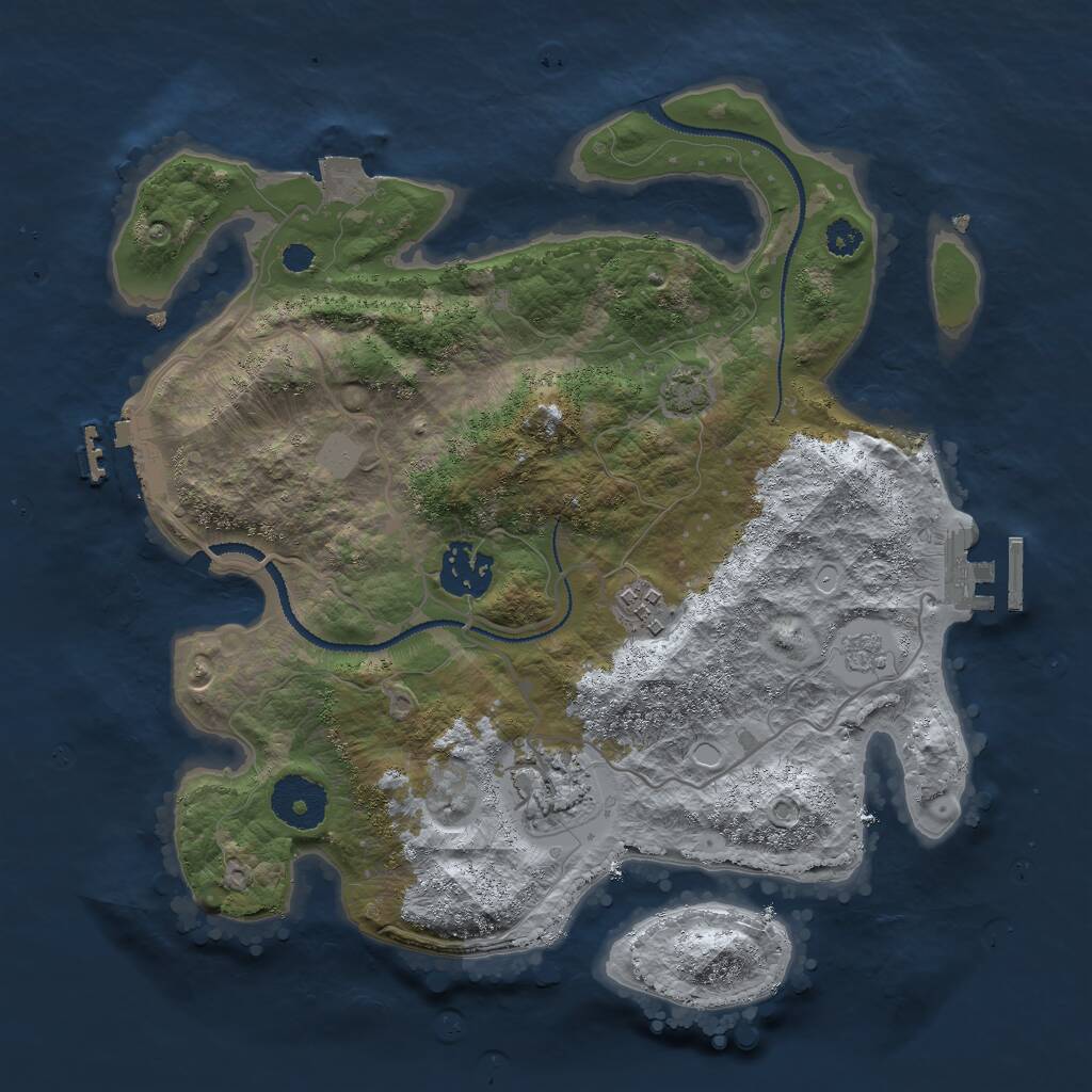 Rust Map: Procedural Map, Size: 3000, Seed: 1059000626, 8 Monuments