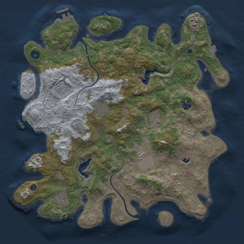 Rust Map: Procedural Map, Size: 4000, Seed: 4165118, 14 Monuments