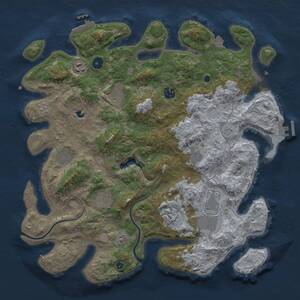 Thumbnail Rust Map: Procedural Map, Size: 4000, Seed: 1993758405, 15 Monuments