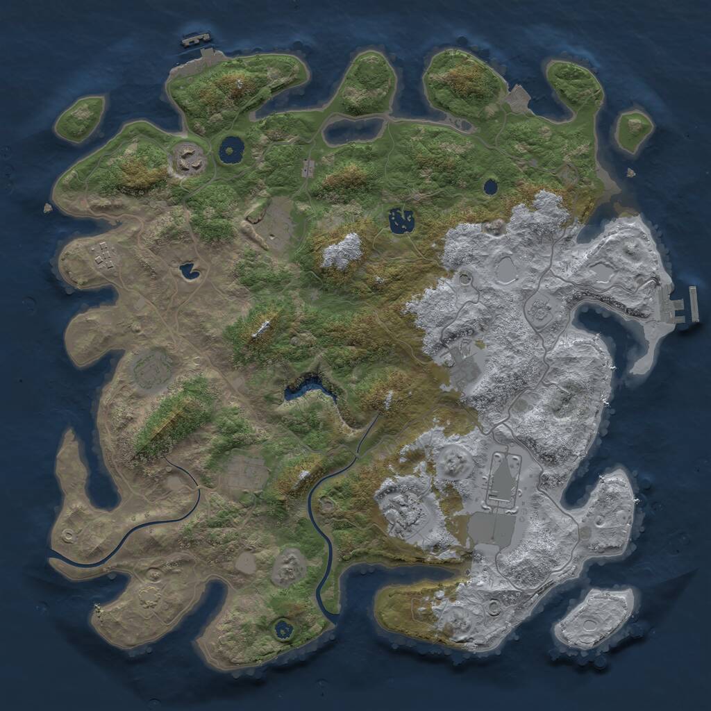 Rust Map: Procedural Map, Size: 4000, Seed: 1993758405, 15 Monuments