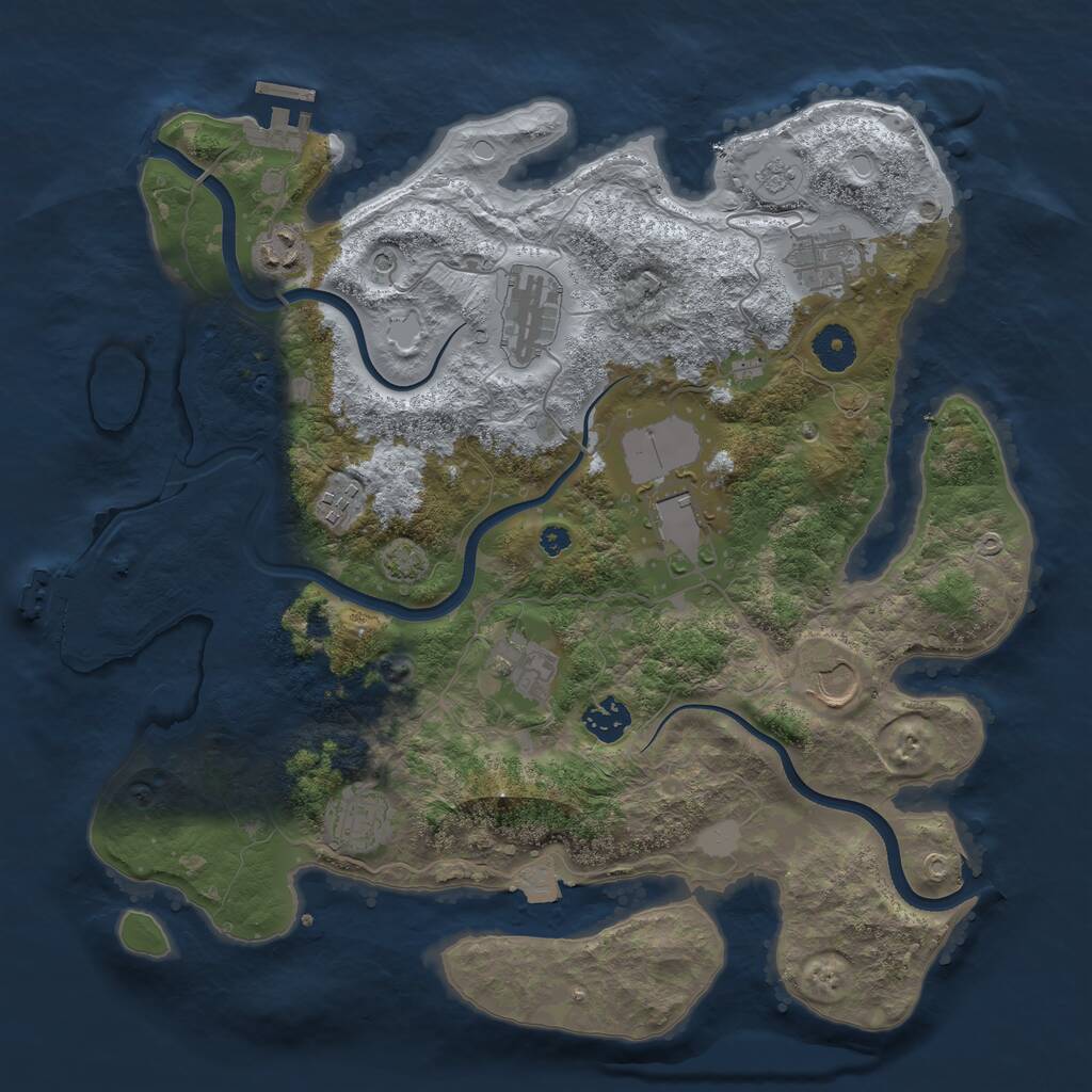 Rust Map: Procedural Map, Size: 3700, Seed: 1306772313, 15 Monuments
