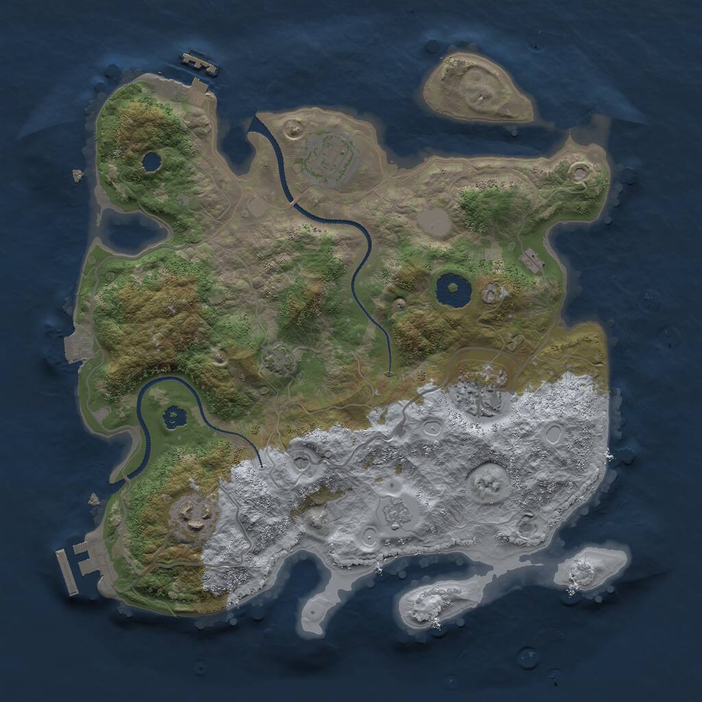 Rust Map: Procedural Map, Size: 3000, Seed: 1609, 9 Monuments