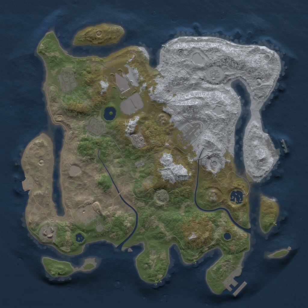 Rust Map: Procedural Map, Size: 3500, Seed: 37218, 14 Monuments