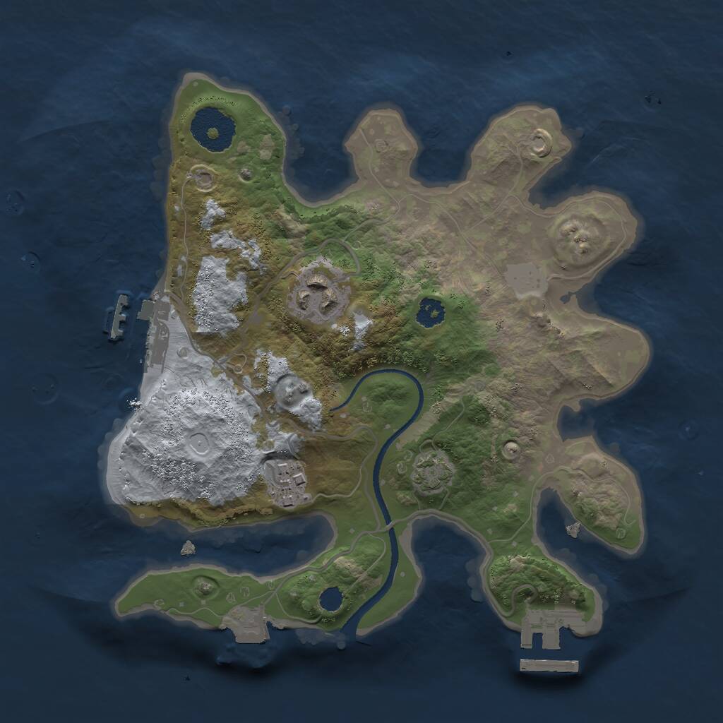 Rust Map: Procedural Map, Size: 2500, Seed: 1078621543, 6 Monuments