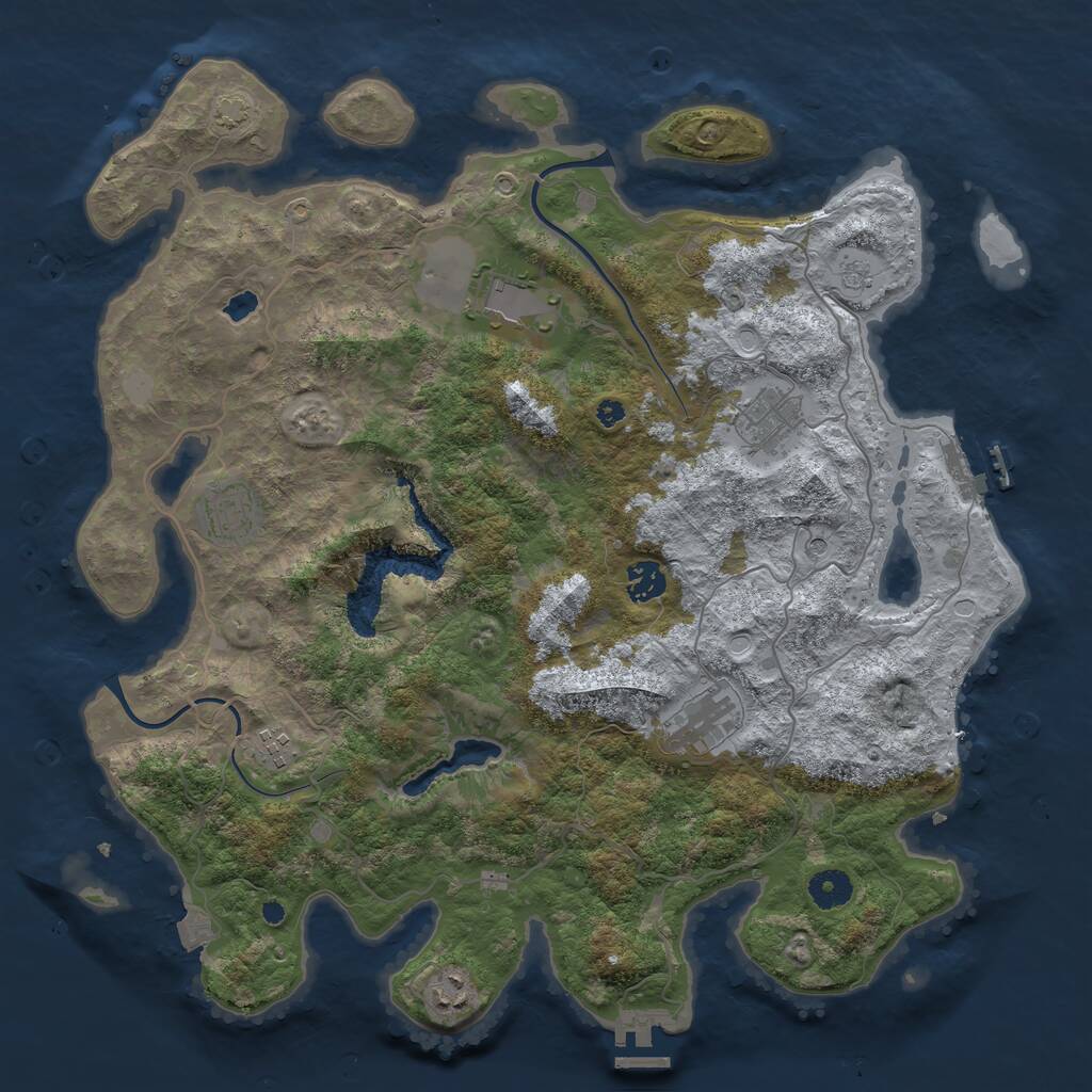 Rust Map: Procedural Map, Size: 4000, Seed: 611833972, 13 Monuments