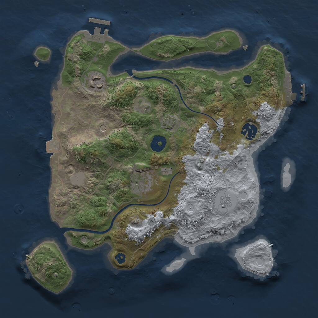 Rust Map: Procedural Map, Size: 3000, Seed: 48872, 9 Monuments