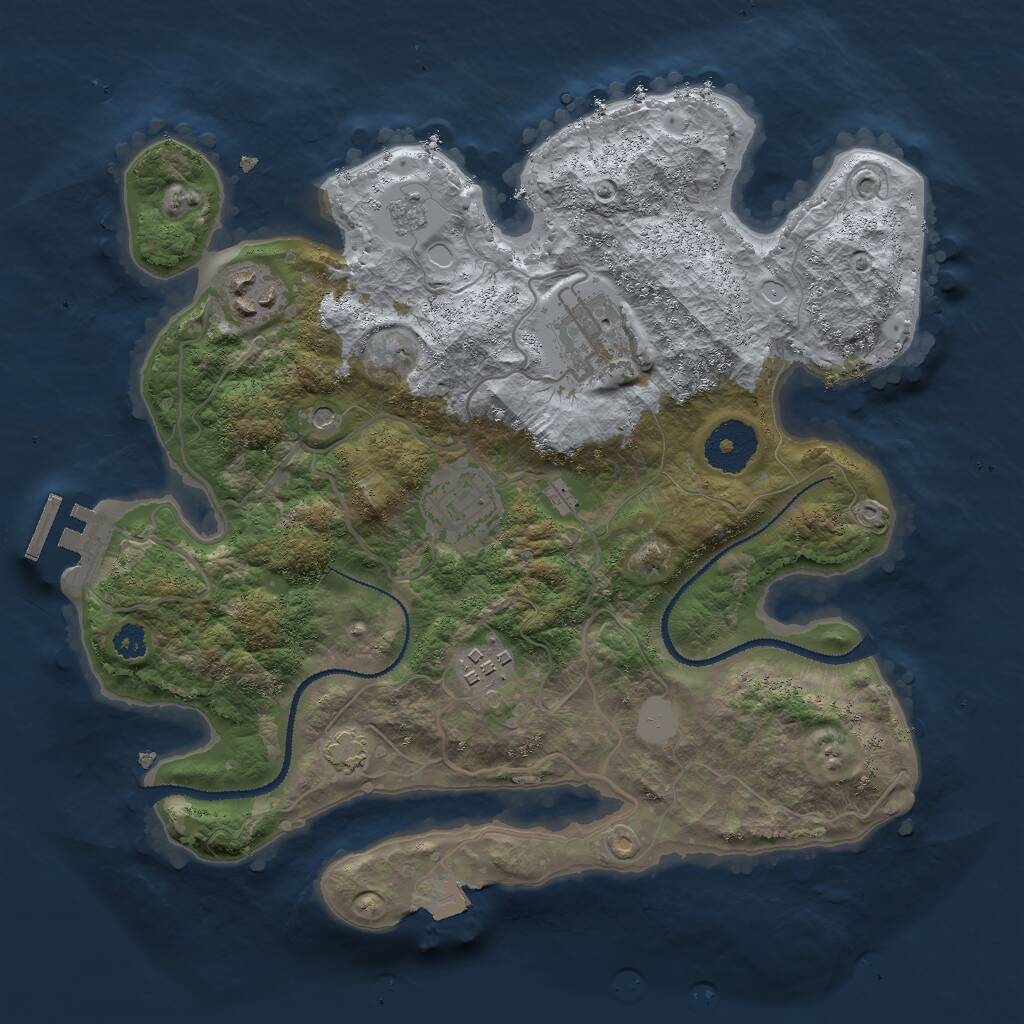 Rust Map: Procedural Map, Size: 3000, Seed: 684173122, 9 Monuments