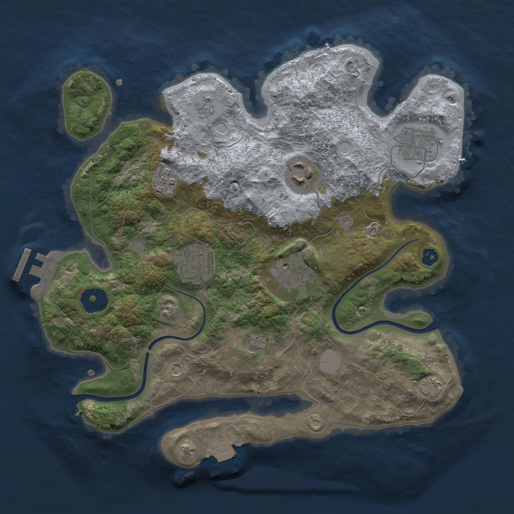 Rust Map: Procedural Map, Size: 3000, Seed: 684173122, 10 Monuments