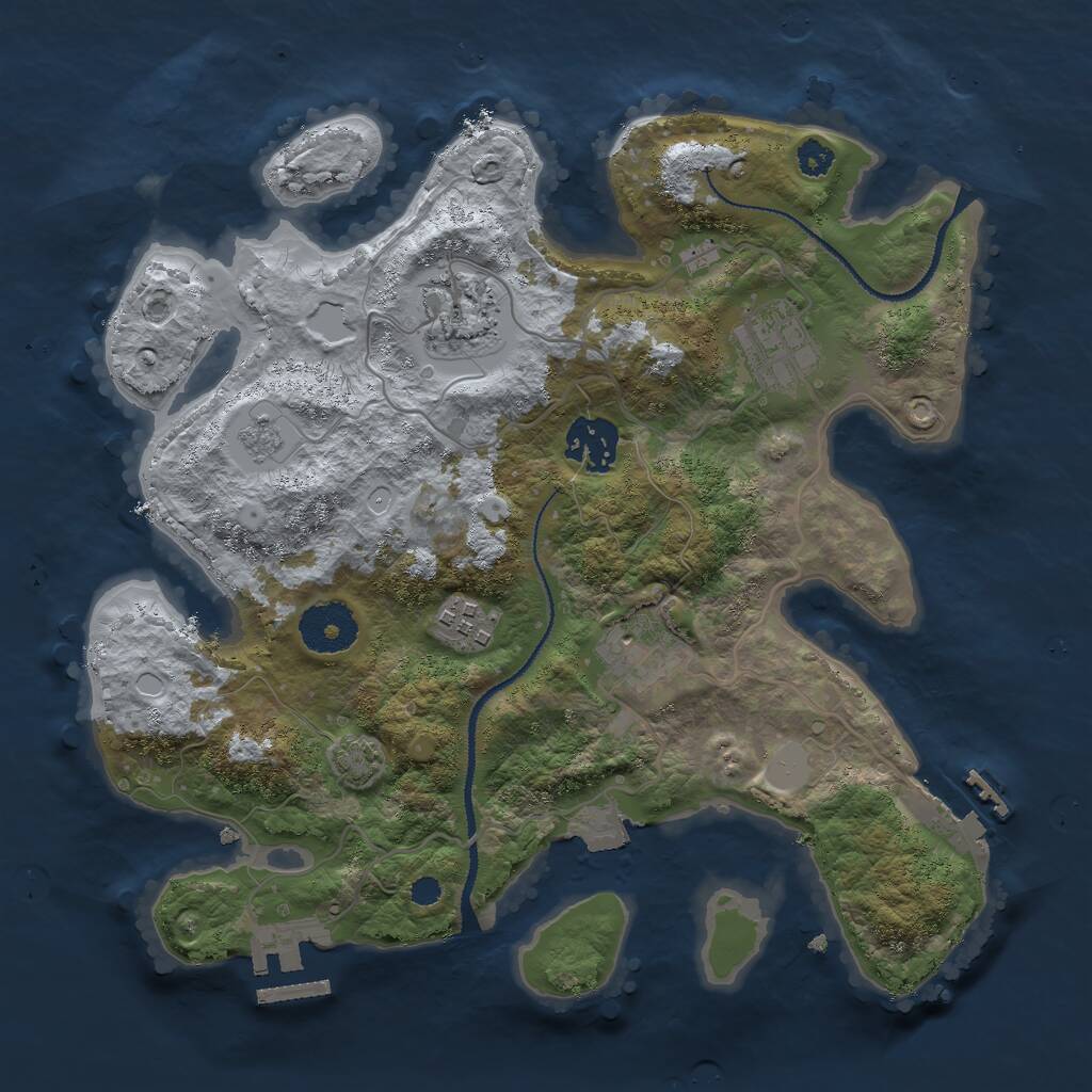 Rust Map: Procedural Map, Size: 3000, Seed: 2349859, 10 Monuments