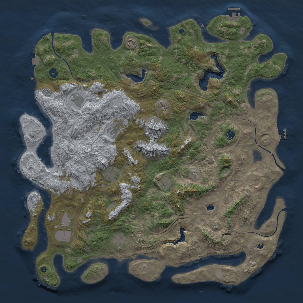 Rust Map: Procedural Map, Size: 5001, Seed: 1419273623, 17 Monuments