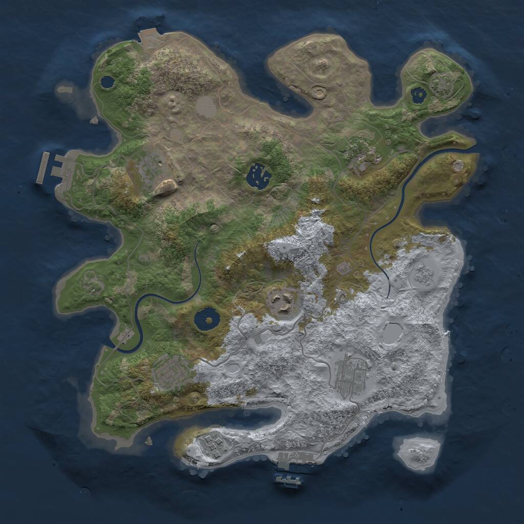 Rust Map: Procedural Map, Size: 3250, Seed: 1457857110, 12 Monuments