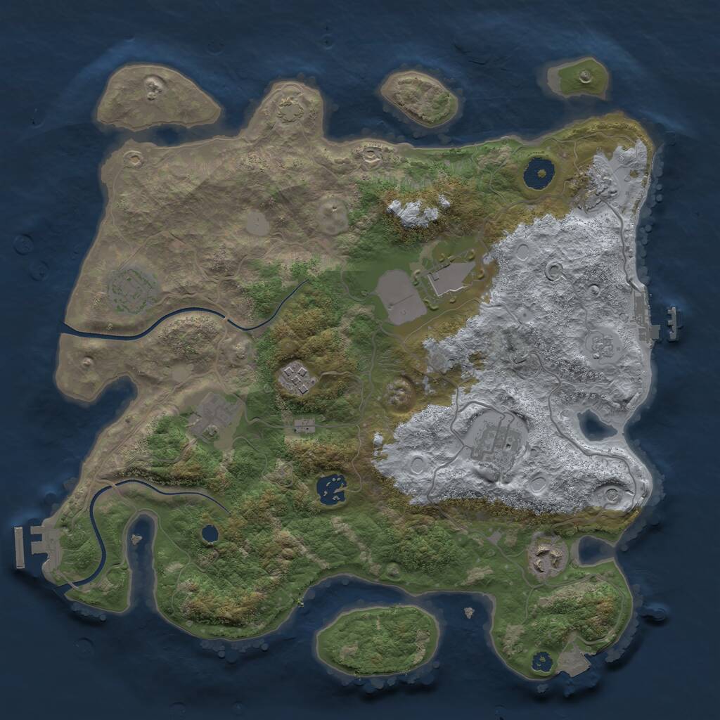 Rust Map: Procedural Map, Size: 3500, Seed: 346346566, 14 Monuments