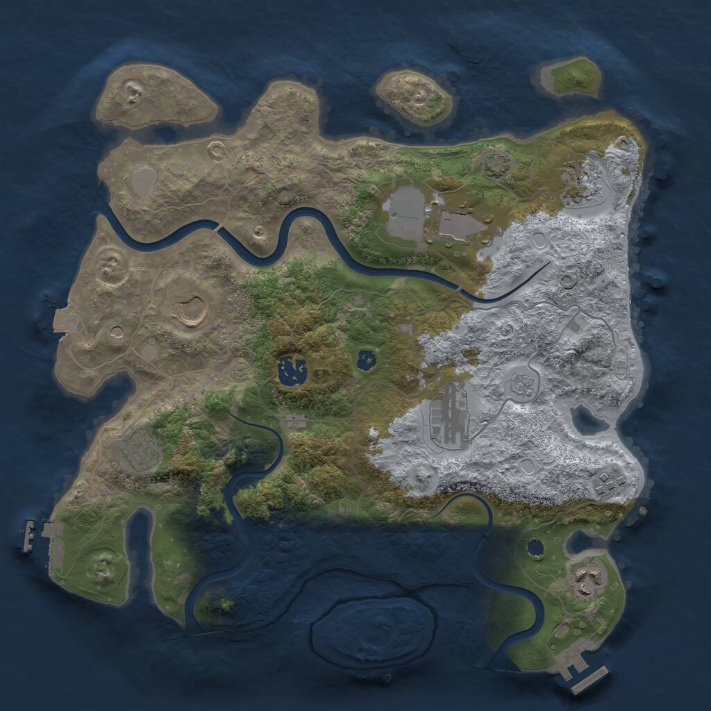 Rust Map: Procedural Map, Size: 3500, Seed: 346346566, 14 Monuments