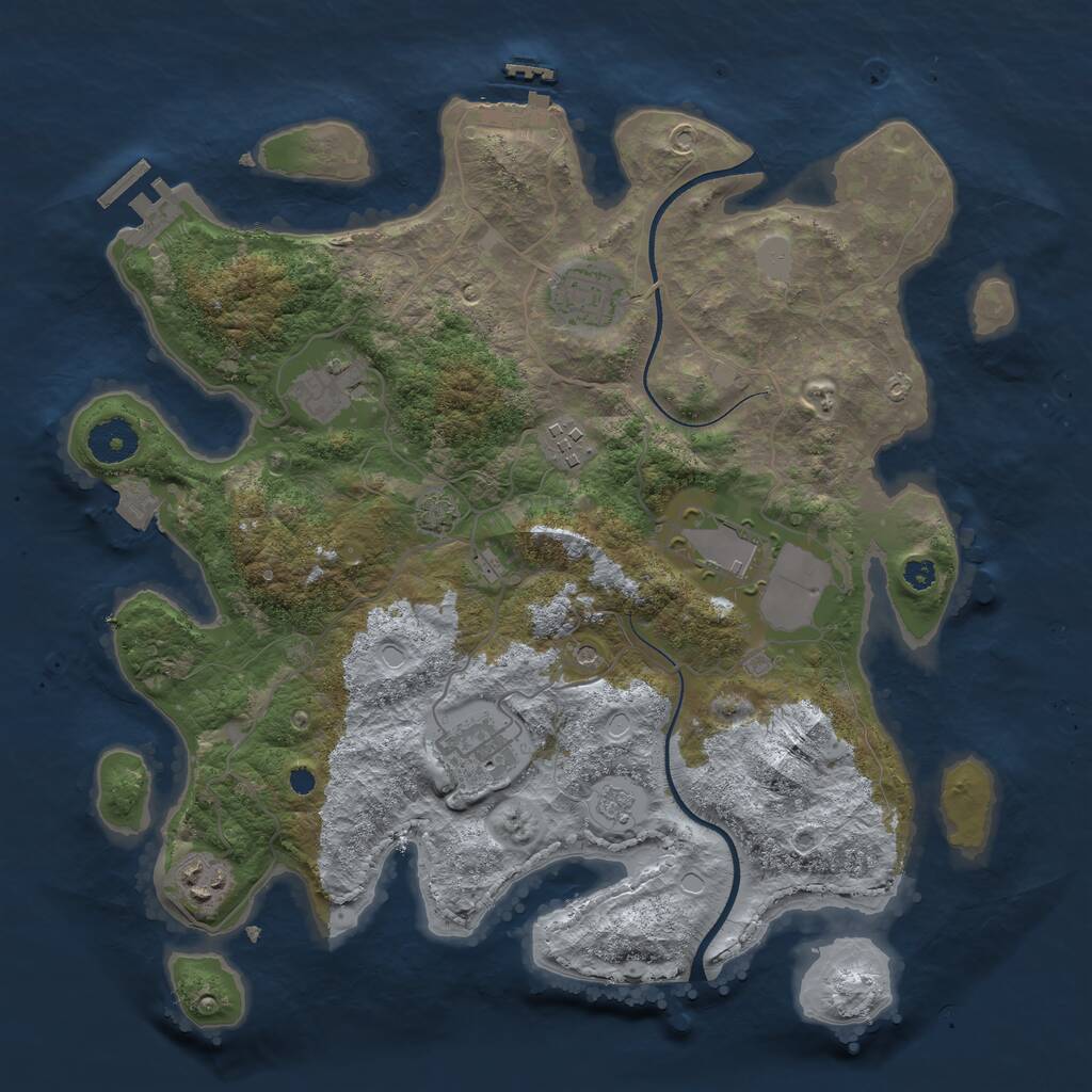 Rust Map: Procedural Map, Size: 3500, Seed: 10275, 12 Monuments