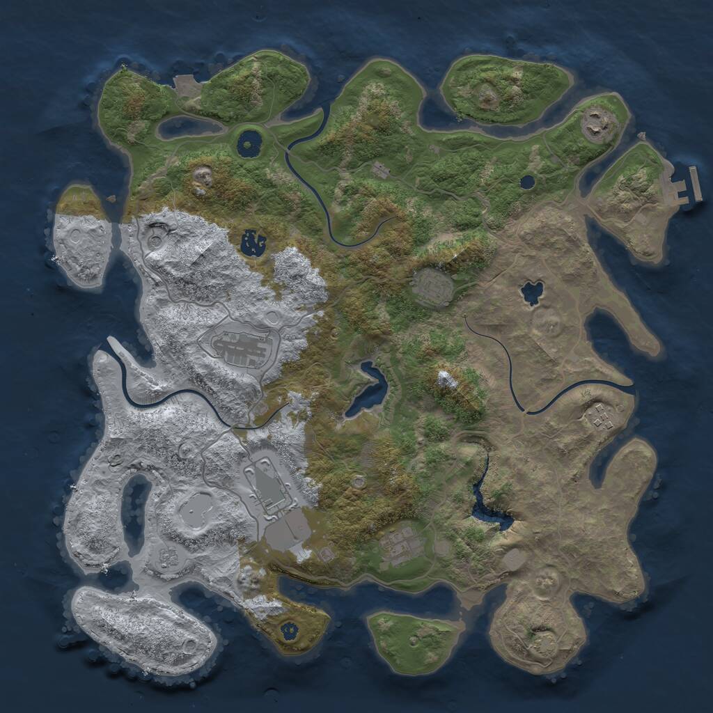 Rust Map: Procedural Map, Size: 4050, Seed: 106321564, 12 Monuments