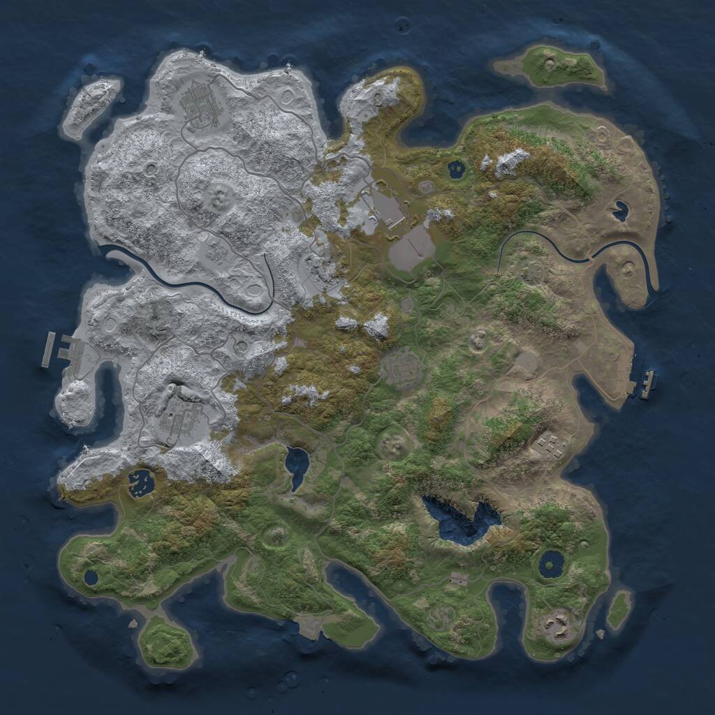 Rust Map: Procedural Map, Size: 4000, Seed: 535093894, 14 Monuments