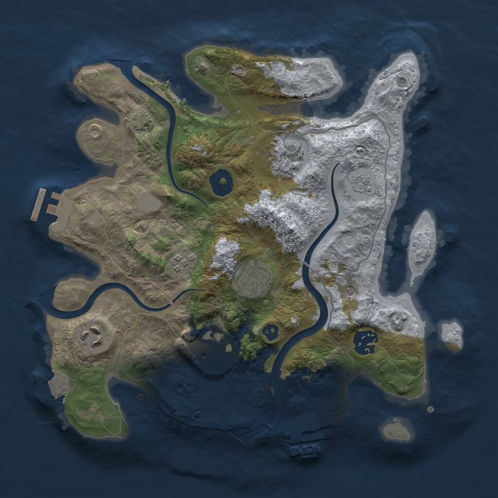 Rust Map: Procedural Map, Size: 3000, Seed: 27733, 12 Monuments