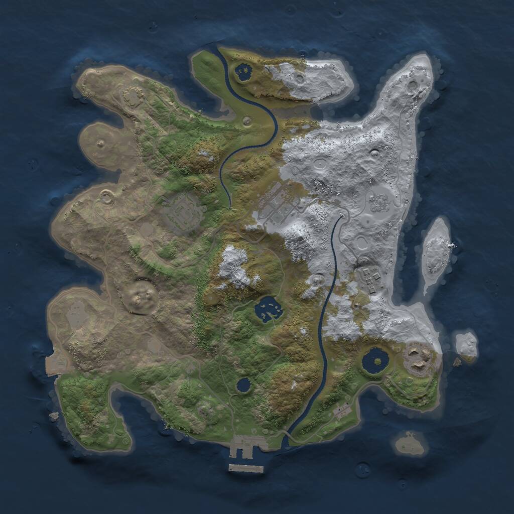 Rust Map: Procedural Map, Size: 3000, Seed: 27733, 9 Monuments