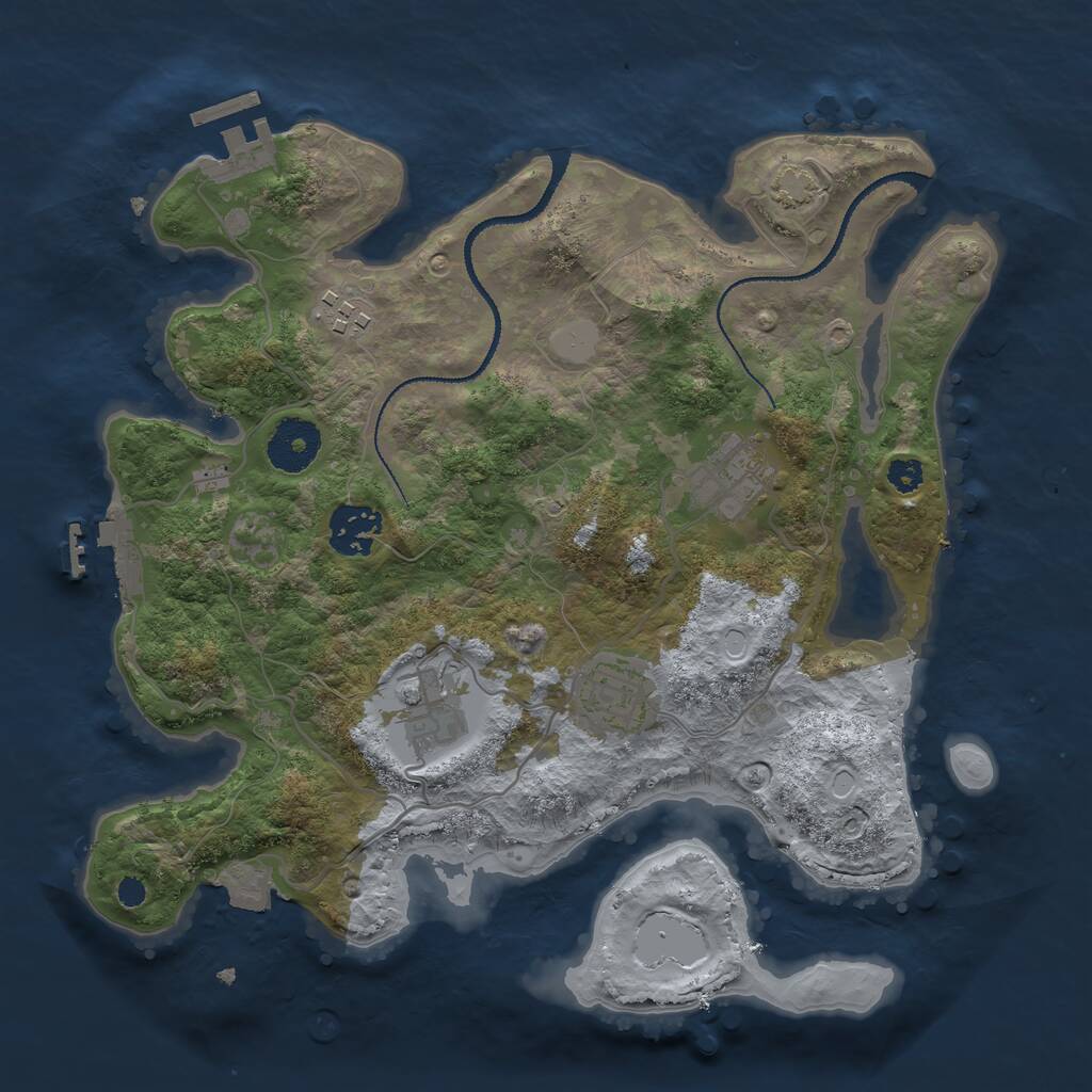 Rust Map: Procedural Map, Size: 3100, Seed: 44563458, 9 Monuments