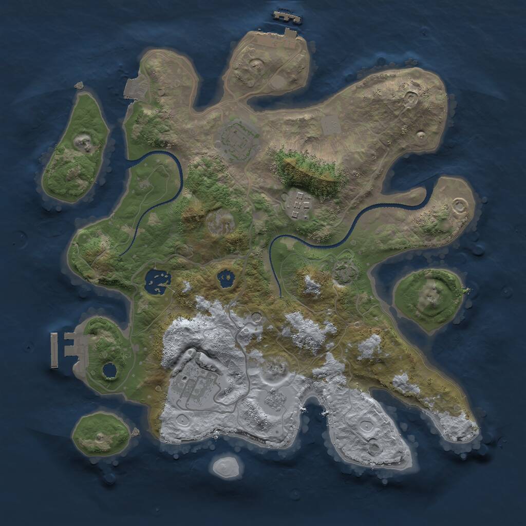 Rust Map: Procedural Map, Size: 3000, Seed: 77897, 10 Monuments