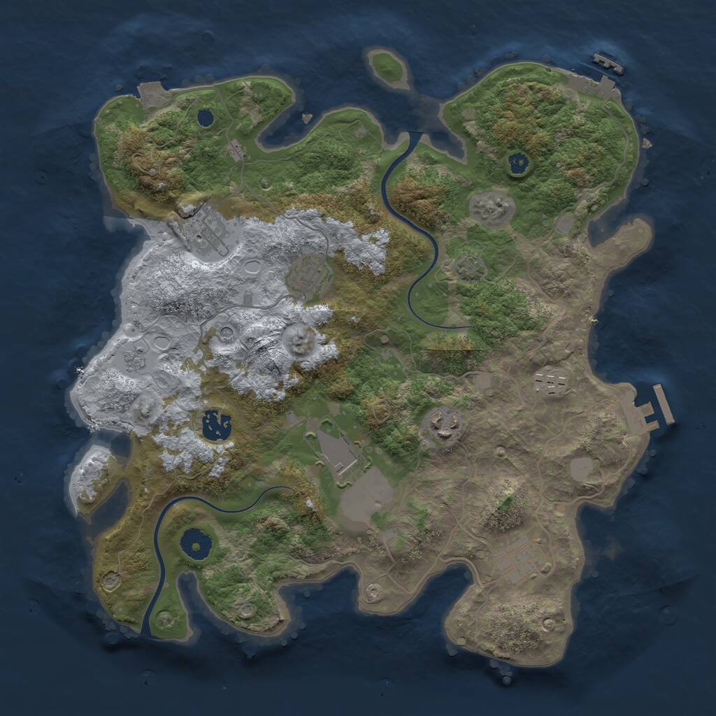 Rust Map: Procedural Map, Size: 3500, Seed: 964565445, 13 Monuments