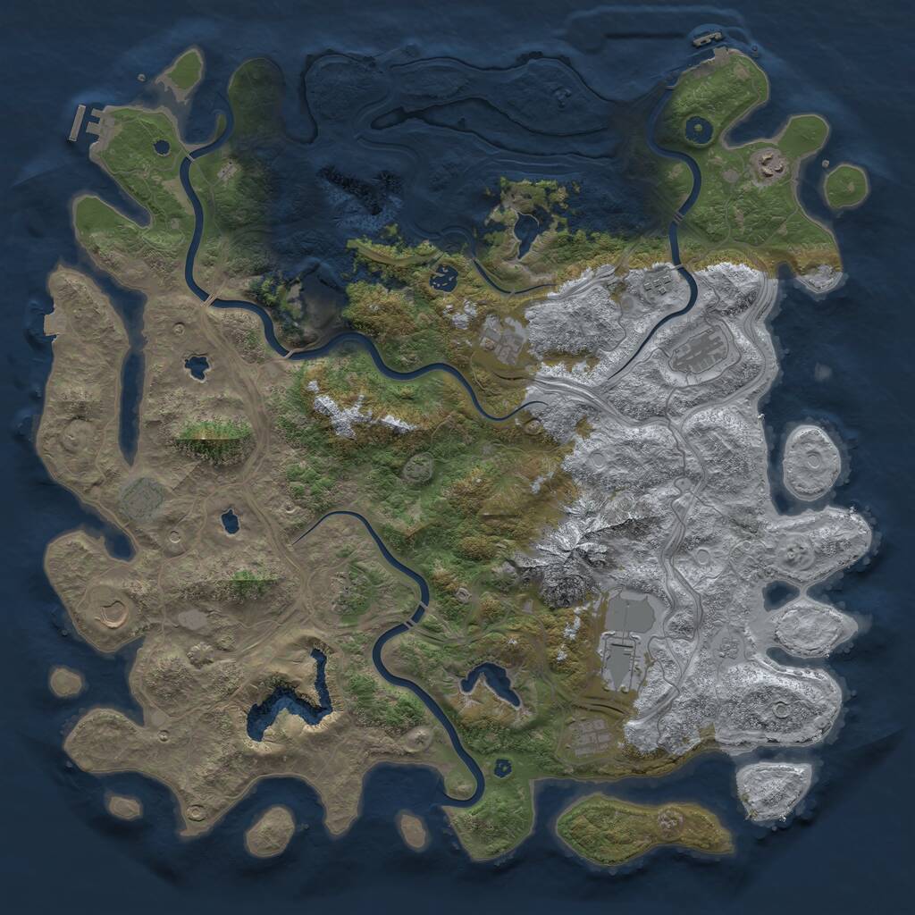 Rust Map: Procedural Map, Size: 5000, Seed: 81124, 17 Monuments