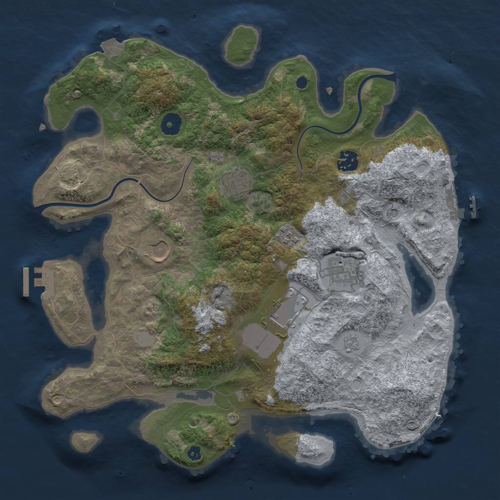 Rust Map: Procedural Map, Size: 3500, Seed: 77617, 12 Monuments